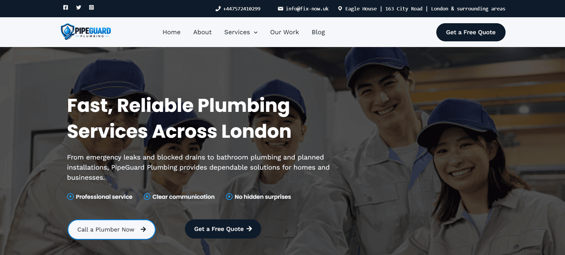 PipeGuard Plumbing — Modern Service Business Website